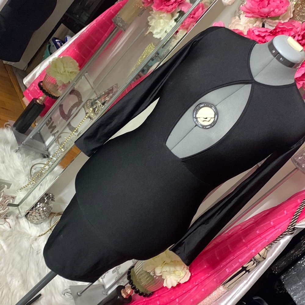 Black bodycon long sleeve dress